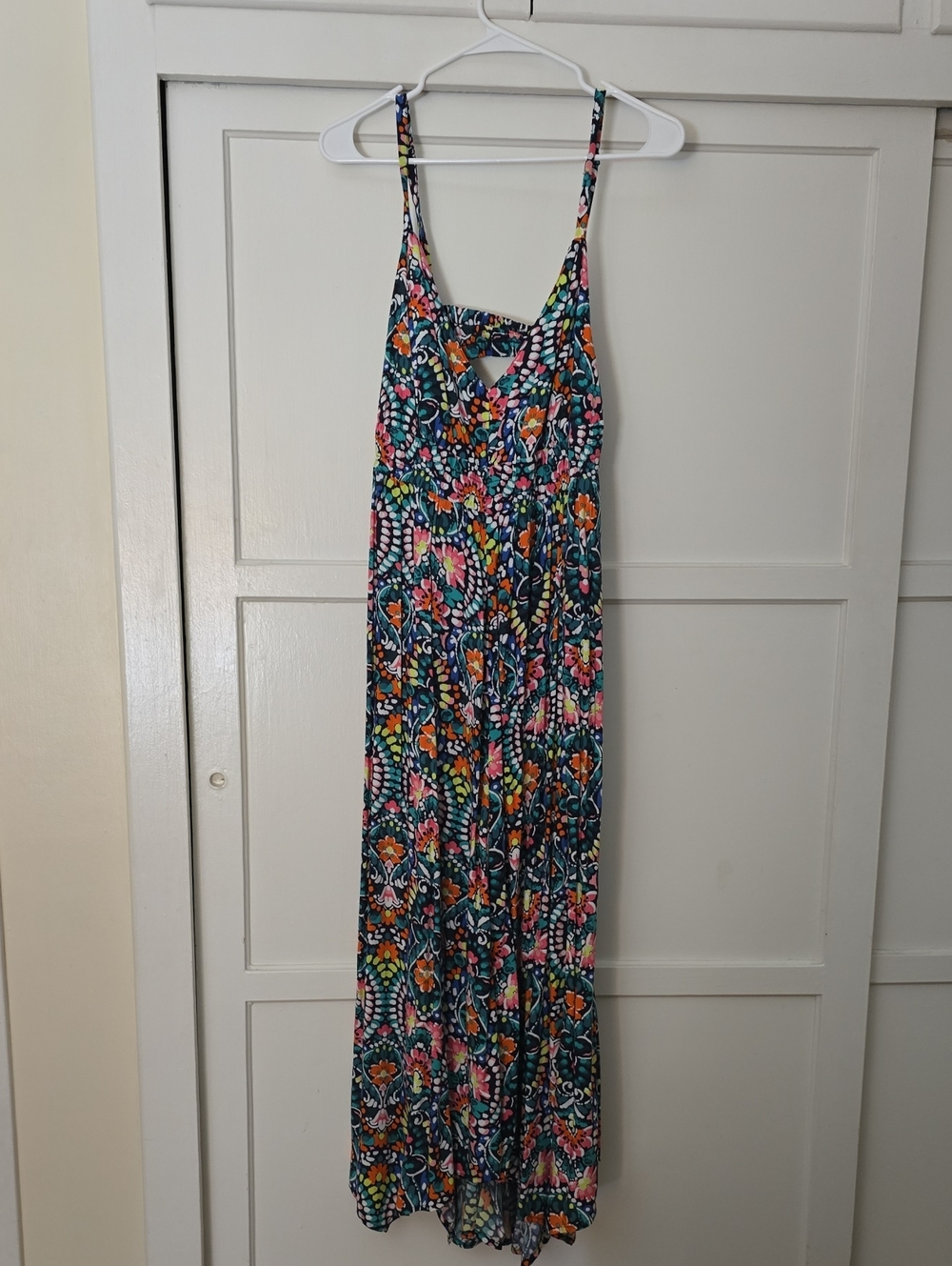 Tropical Floral Spaghetti-Strap Maxi Dress - Navy Base